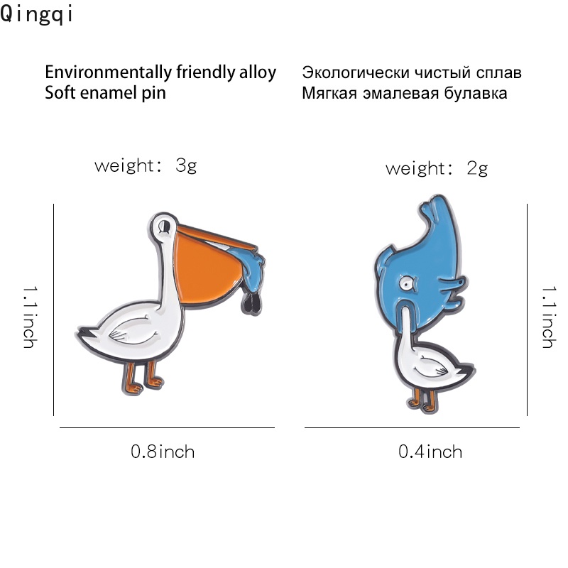 Ghim cài áo Miss Zoe phong cách chim bồ nông và cá xinh xắn