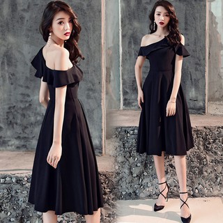Đầm lệch vai bèo ngực dáng xòe - VBEO085b