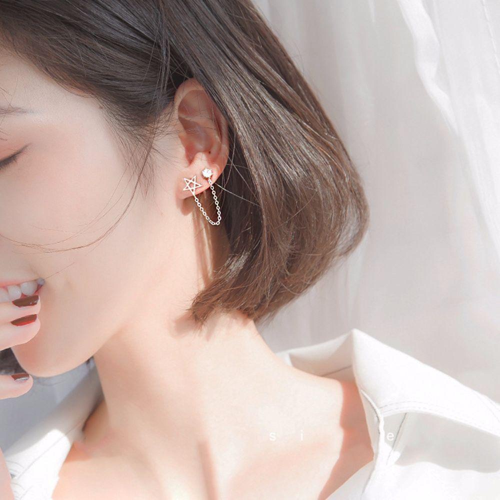 SOMEDAYZL Bông Tai Ngôi Sao Năm Cánh Đính Đá Thời Trang Vintage