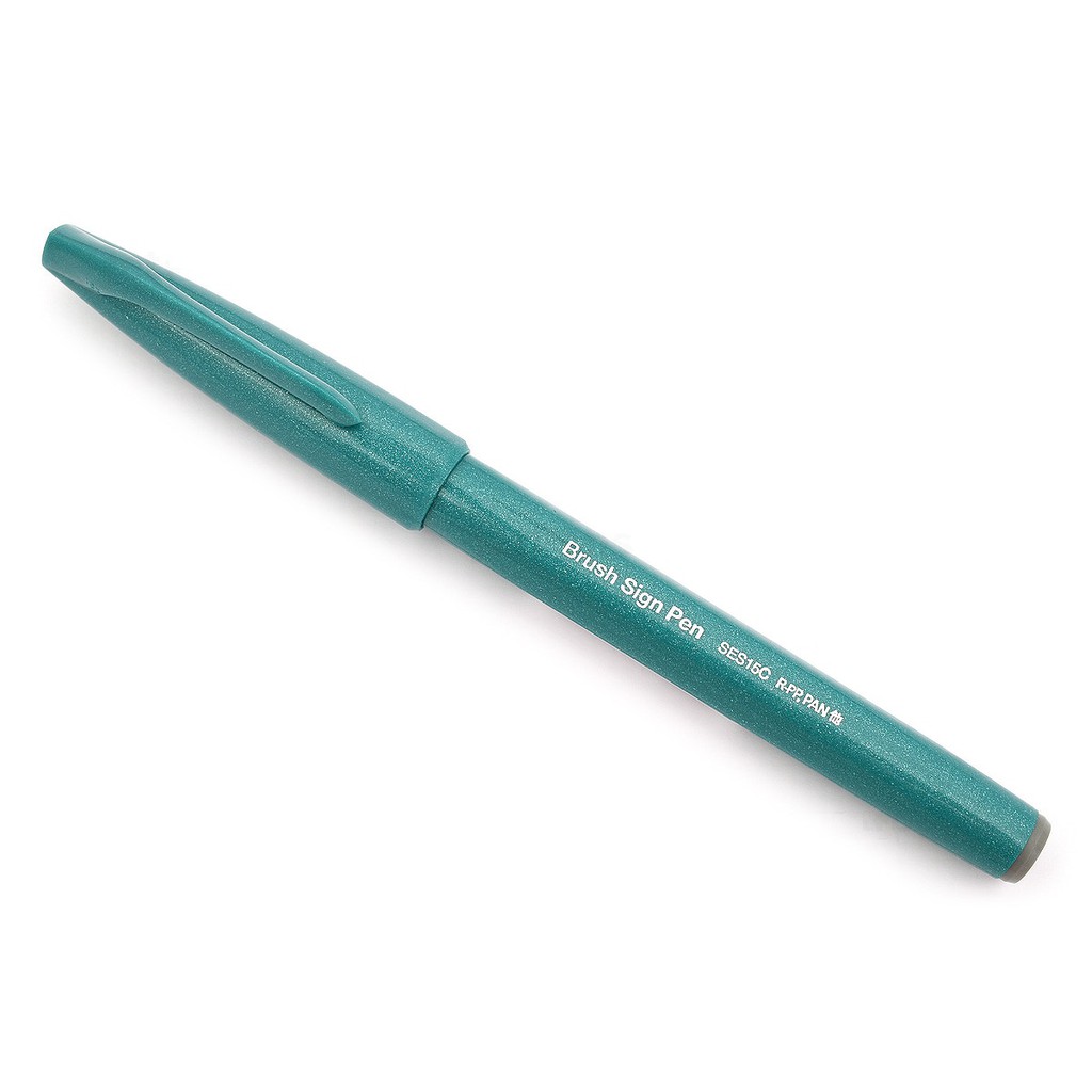 Bút lông đầu cọ viết calligraphy Pentel Fude Touch Brush Sign Pen - Màu xanh lam (Turquoise Green)