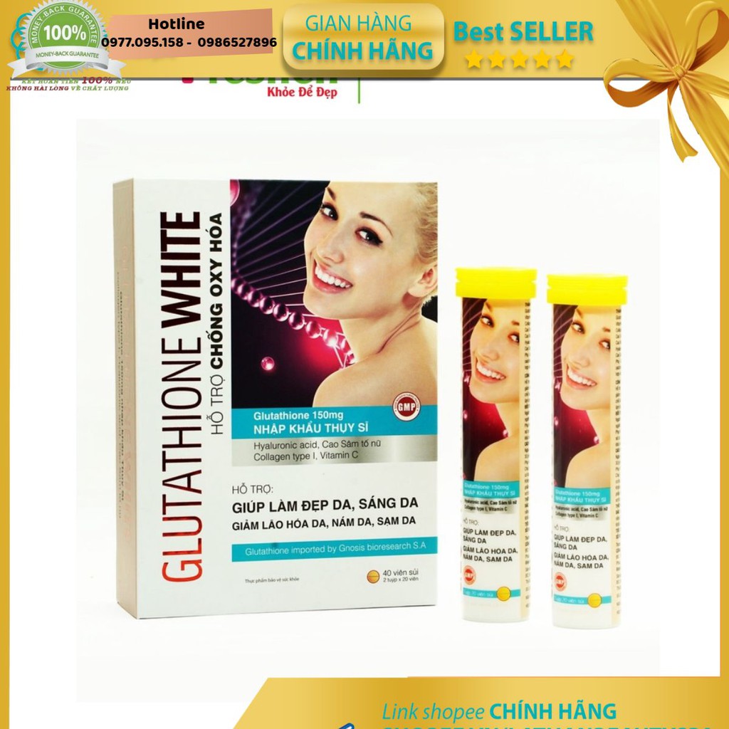 Viên sủi trắng da, mờ nám vượt trội Glutathione White Vshine