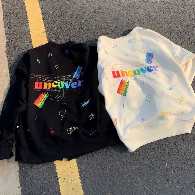 Áo Cadigan Uncover Cổ V, Hình In Chữ 7 Màu Nét Căng Form Thụng Unisex Nam Nữ