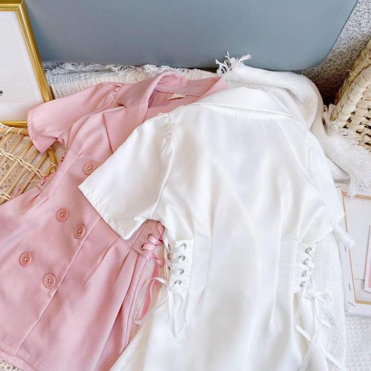 Váy bé gái phong cách Hàn quốc, size 9-28kg dáng vest có dây đan 2 bên hông cực sành điệu Hongvibaby