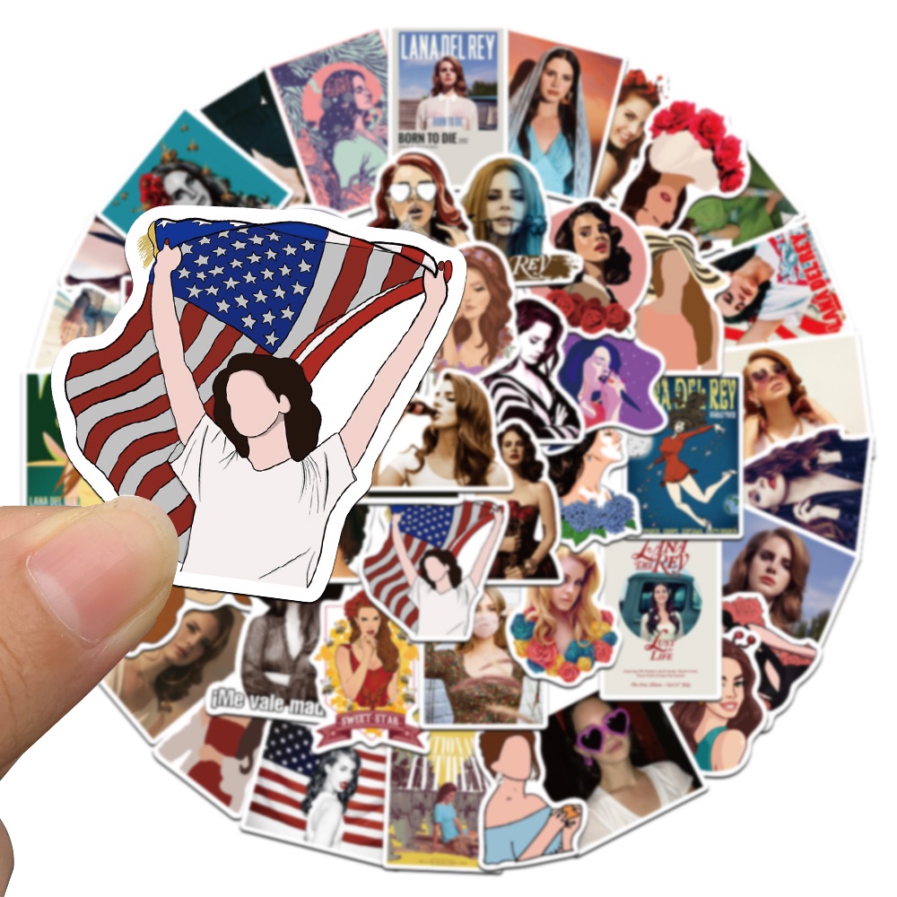 Bộ 50 Miếng Dán Chống Thấm Nước Hình Ca Sĩ Lana Del Rey Dùng Để Trang Trí Xe Hơi/Laptop/Điện Thoại/Máy Tính