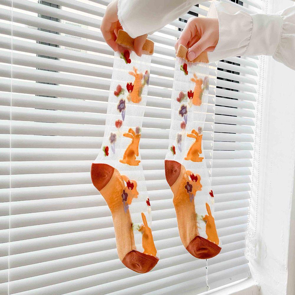 Vớ Lụa Thủy Tinh Trong Suốt In Hoa Phong Cách Nhật Bản Đáng Yêu Sáng Tạo Cho Nữ