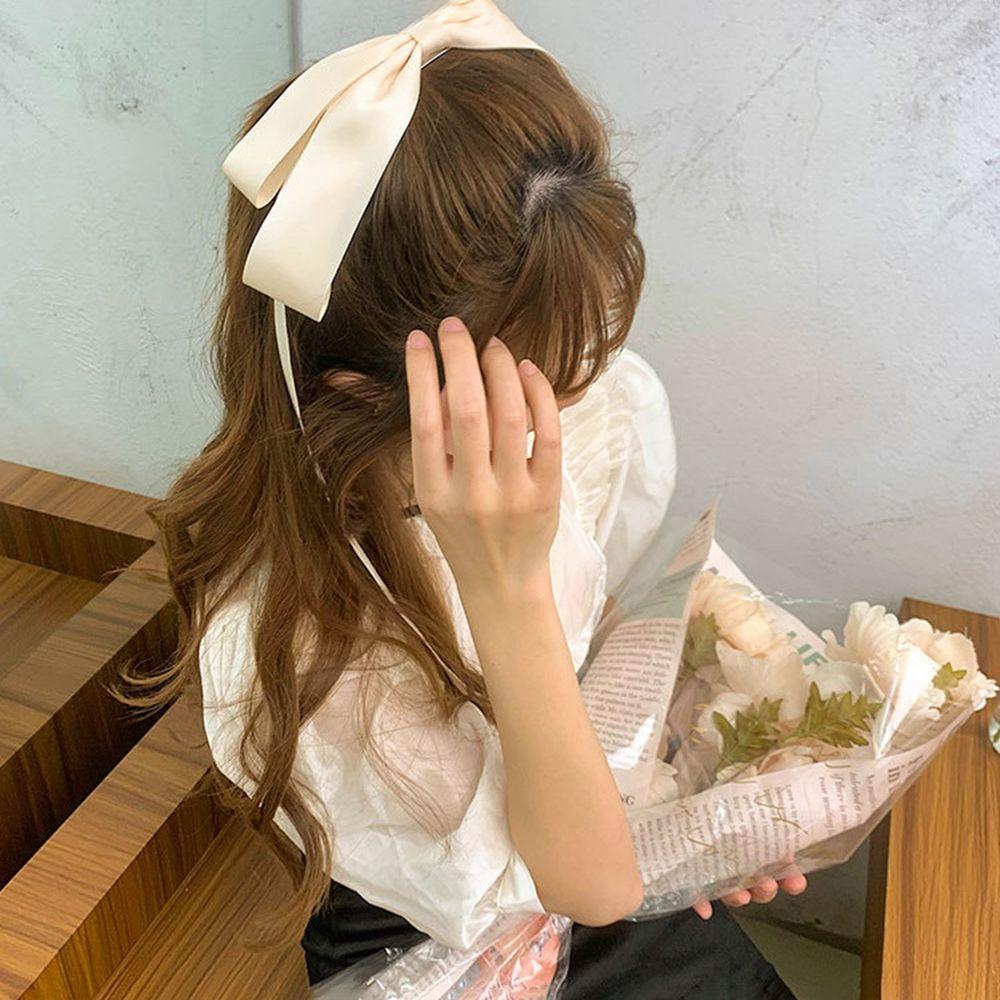 AROMA Kẹp Tóc Nơ Ruy Băng Màu Tím Dễ Thương Cho Bé Gái