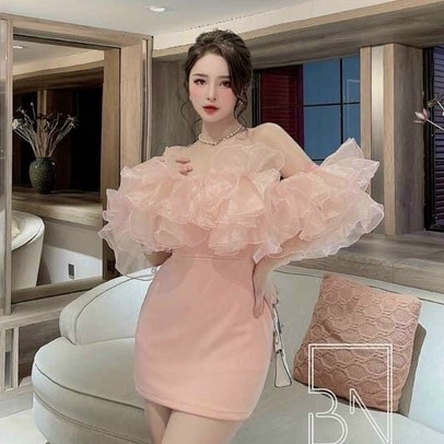 Váy đầm nữ dự tiệc sang trọng xếp ly bèo nhún dễ thương xinh xắn phù hợp trong các buổi tiệc hoặc đi chơi THIA House
