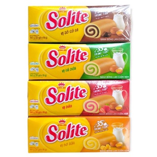 Bánh solite bông lan cuộn kem vị bơ sữa/dâu/dứa/socola 360g
