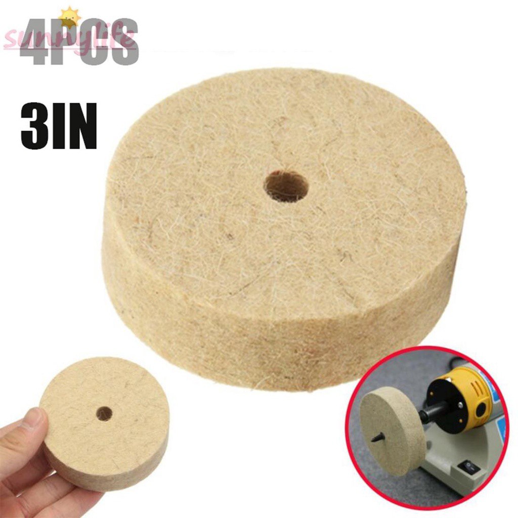 Polishing Wheel 80mm/3inch Aluminum 4 PCS 3 inch Felt Wool 10mm/0.4inch