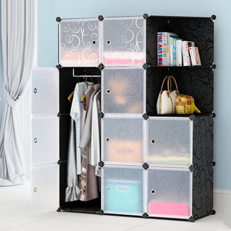 [Tặng Búa Gỗ] Tủ Nhựa Đa Năng 10 Ô Lớn và 2 Ô Nhỏ Thông Minh Đựng Quần Áo, Đồ Dùng Cá Nhân Dễ Lắp Ghép Di Chuyển