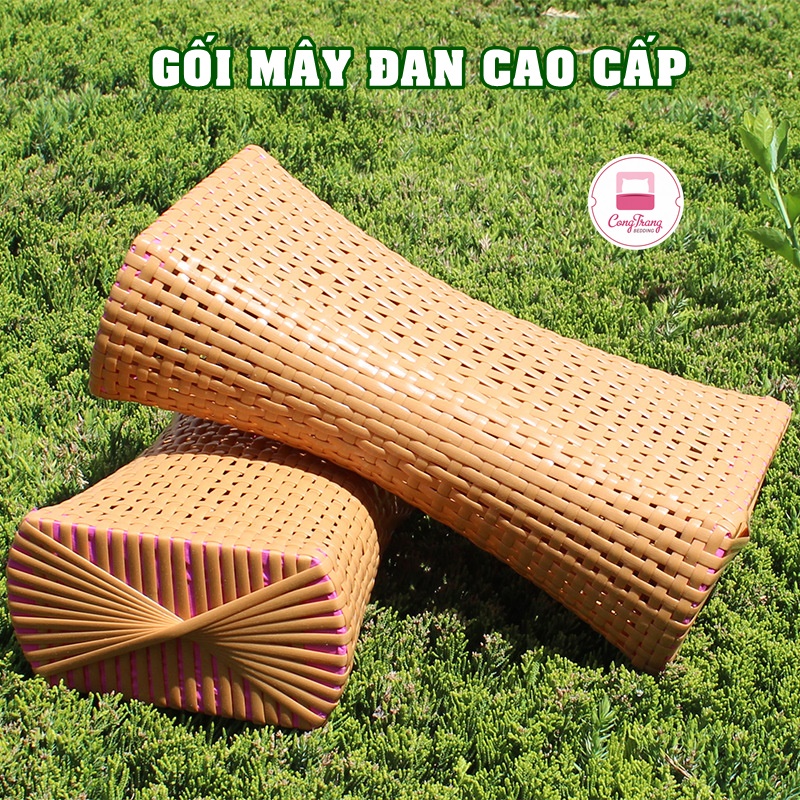 Gối Mây Đan Cao Cấp, Gối đầu thoáng mát chống đau vai gáy ( Kích Thước 18cm x 30cm x 10cm )