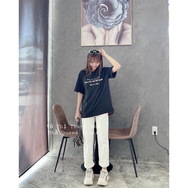 [NEW] Sét Đồ Áo Thun Màu Đen + Quần Kaki Màu Trắng Ulzzang(Hàng Sẵn, Ảnh Thật)