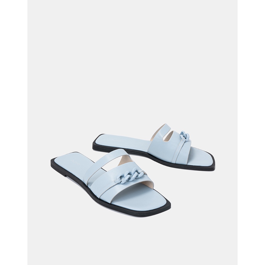 Dép Bệt 1cm Thời Trang JUNO Cut Out Trang Trí Xích Cùng Màu SD01116