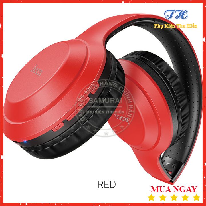 Tai nghe chụp tai Bluetooth Hoco, hỗ trợ bluetooth thẻ nhớ TF và cổng AUX 3.5 W30 - BH 12 Tháng