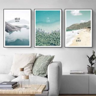 Bộ 3 tranh canvas 40x60 helo sea kèm khung