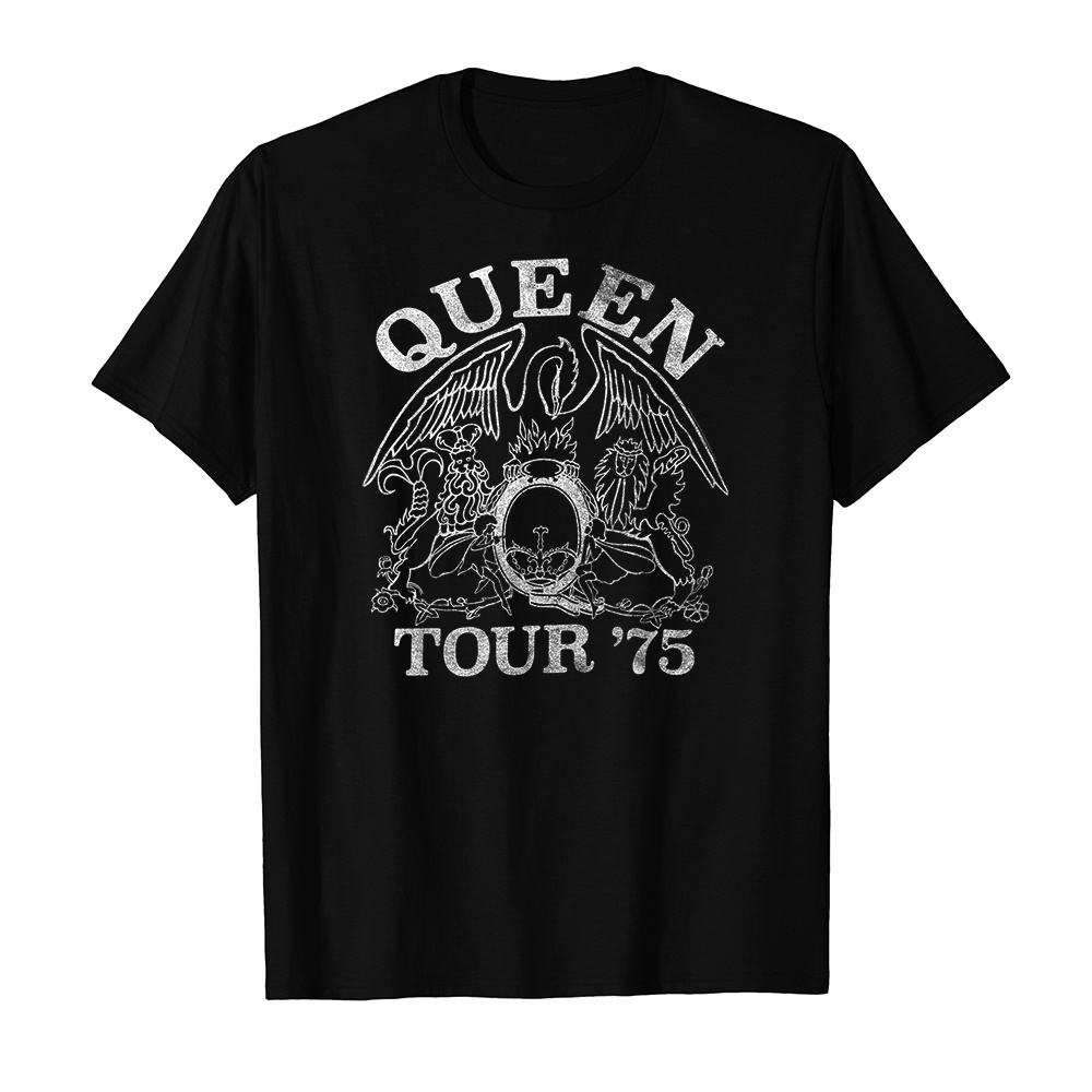 Áo thun cotton unisex HTFashion in hình Queen Official Tour 75 Crest Logo-9276