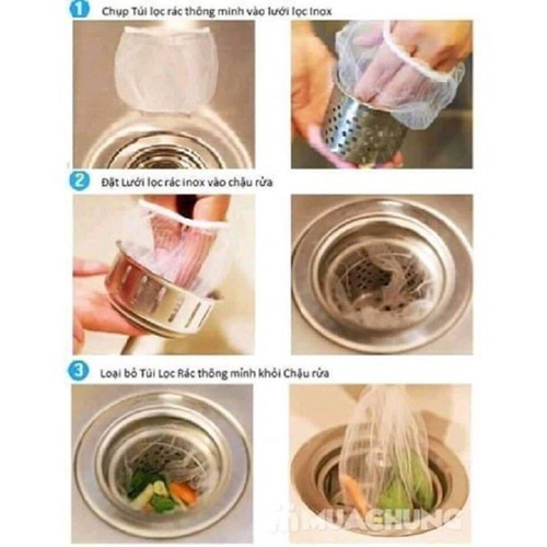 Gói 100 Túi Lọc Rác Bồn Rửa Bát, Lọc Rác Bồn Rửa Chén Thông Minh, Hàng Loại 1