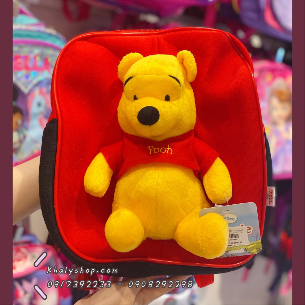 Balo vải thú trẻ em 11" 1 ngăn hình gấu Pooh màu đỏ cho các bé (Thái Lan) - BLTHU002 (24.5x7x28cm)