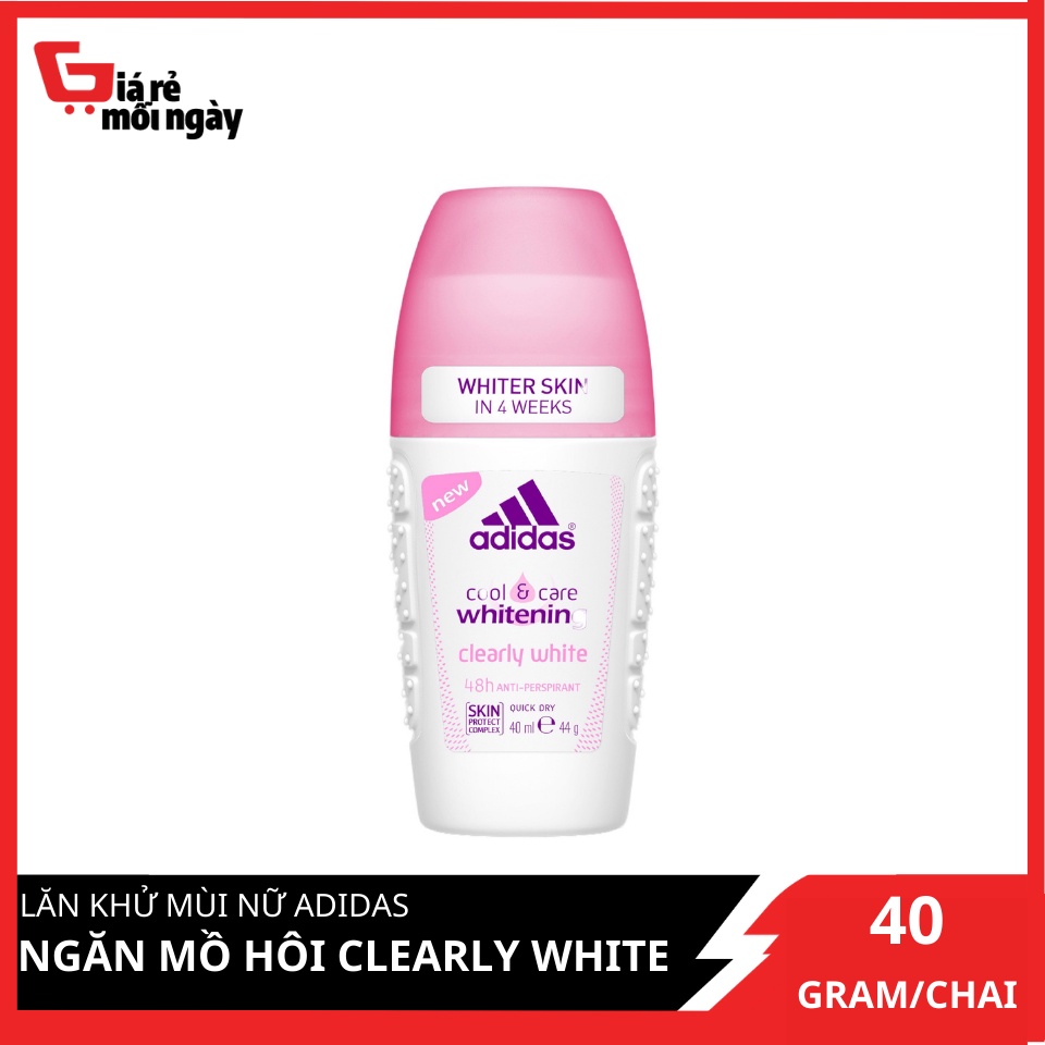 [Hàng nhập khẩu chính hãng] Lăn Khử Mùi Nữ Adidas Ngăn Mồ Hôi Clearly White 40ml