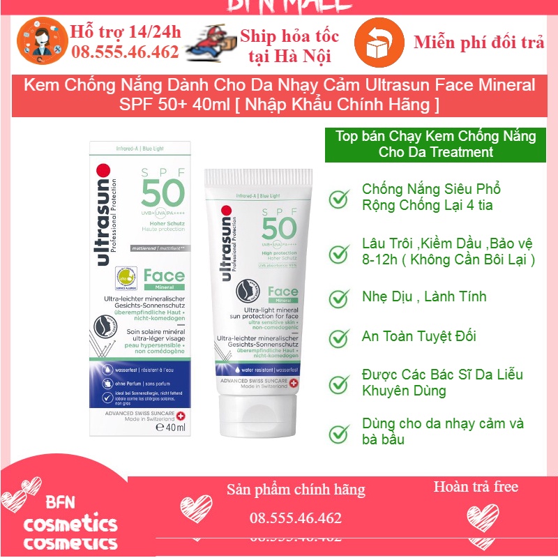 Kem Chống Nắng Dành Cho Da Nhạy Cảm Ultrasun Face Mineral SPF 50+ 40ml [ Nhập Khẩu Chính Hãng ]