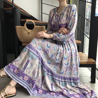 Váy thổ cẩm vintage boho maxi
