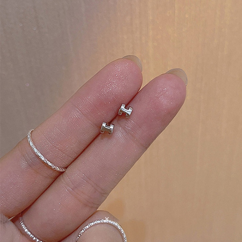 Bông Tai Chữ H Mini Bằng Bạc 925
