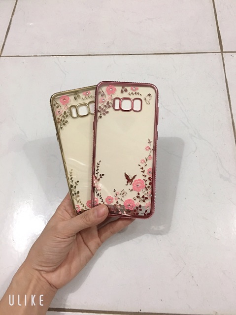 Ốp lưng viền đính đá hoa hồng sam sung S8, S8+ , S8 Plus