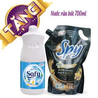 Nước giặt xả SPY PLUS vàng túi 1,6L - Tặng nước rửa bát 700ml