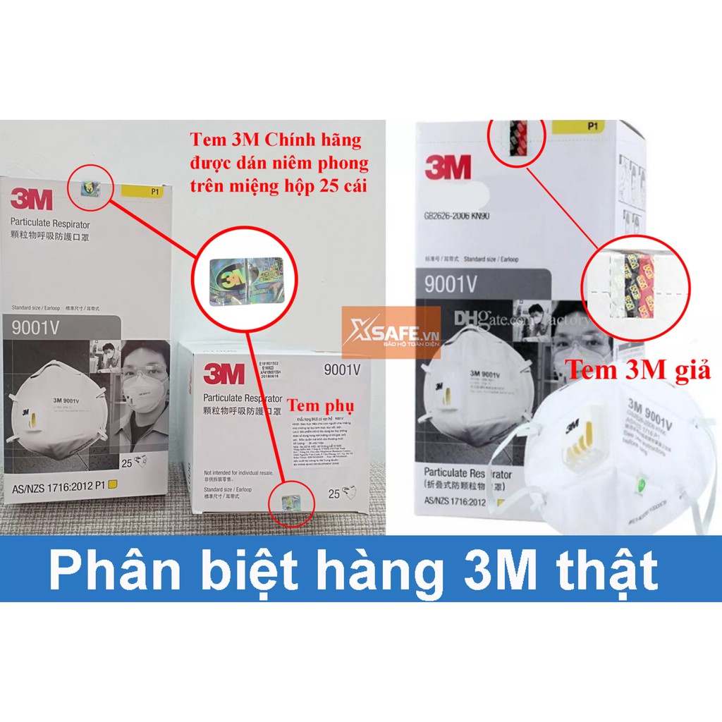 Khẩu trang y tế 3M 9001A Khẩu trang 3D 4 lớp kháng viruss, chống bụi mịn, phòng dịch