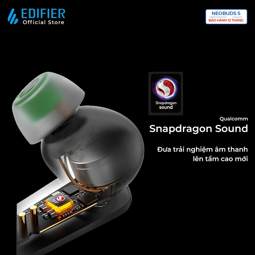 Tai nghe Bluetooth 5.2 EDIFIER NEOBUDS S Snapdragon Sound Hires Audio Chống ồn chủ động Đàm thoại 6 mic Hàng chính hãng