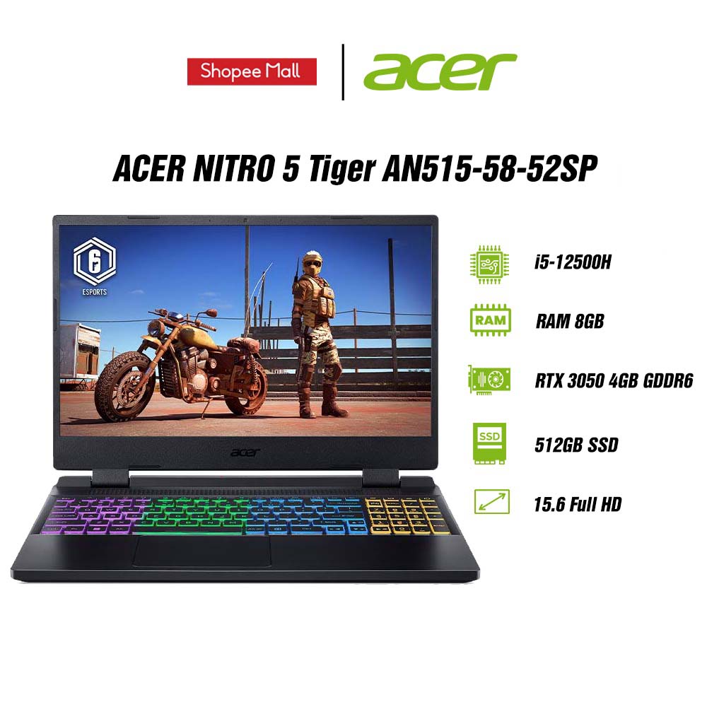 Laptop Acer Gaming Nitro 5 Tiger AN515-58-52SP Cpu i5 12500H | 8GB | 512GB | RTX3050 4G | 15.6 inch FHD 144Hz | Win 11