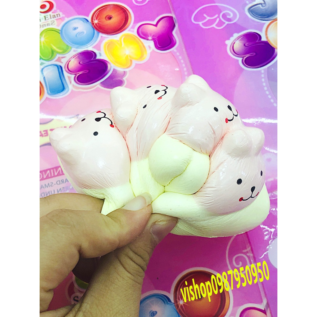 Squishy bánh thỏ 4 khúc 4 tầng SIÊU CHẬM TĂNG hàng xịn thơm mềm mịn đàn hồi