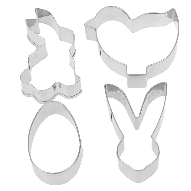 Bộ 4 Khuôn Làm Bánh Quy Bằng Thép Không Gỉ Hình 3D