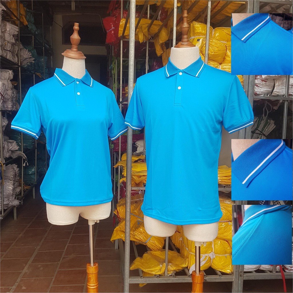 Áo phông nam nữ cổ bẻ phối viền vải cá sấu co giãn thấm hút mồ hôi tốt