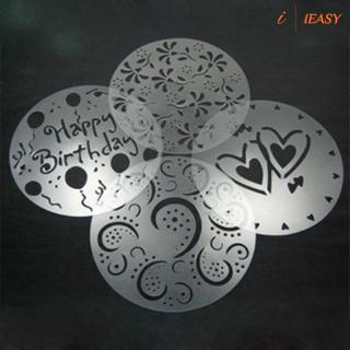 IE❤4x DIY Cake Decorating Flowers Heart Printed Pattern Stencil Designs Baking Tool