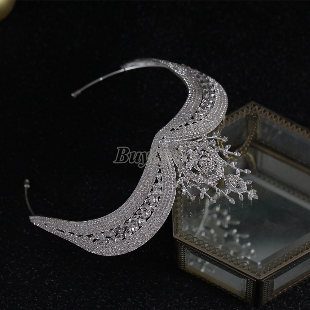 Vương Miện Cô Dâu Đính Đá Sang Trọng Phong Cách Vintage Hợp Thời Trang