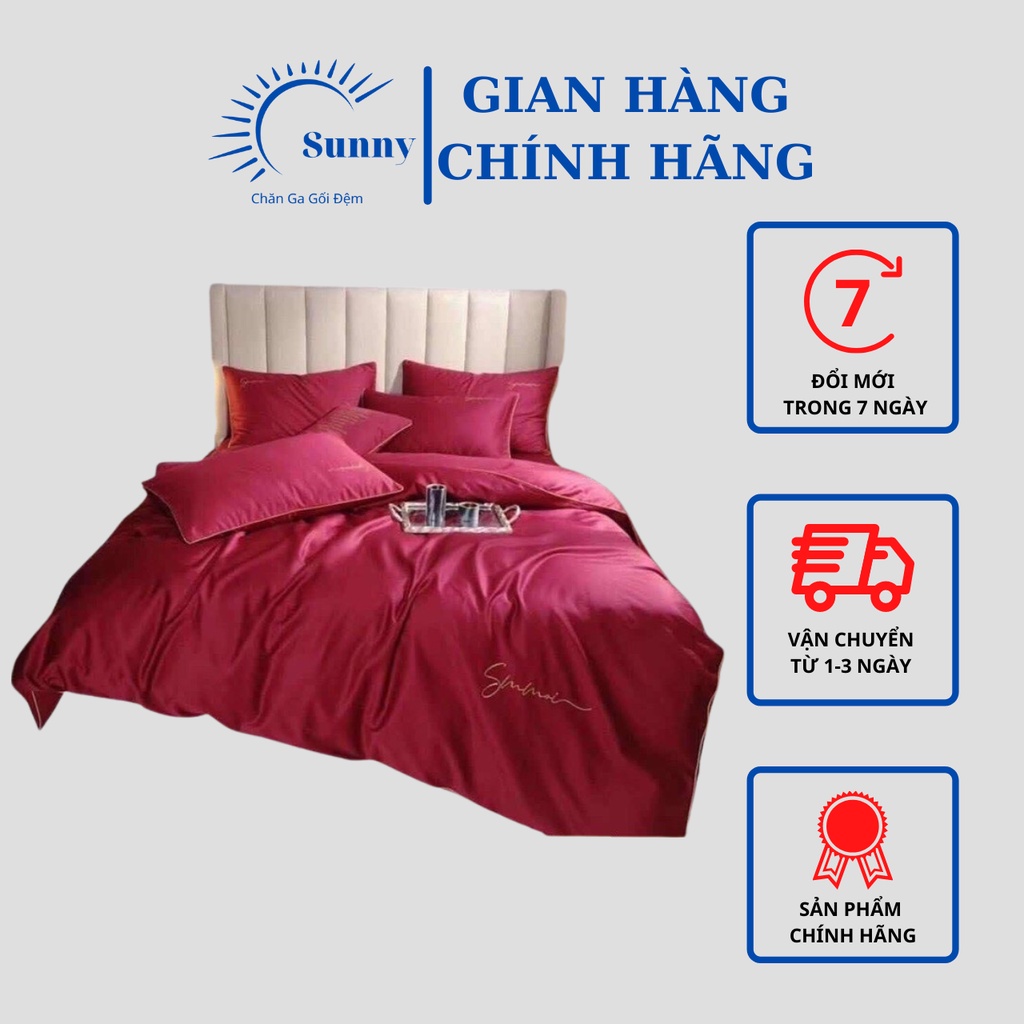 Bộ chăn ga gối lụa Sumoi telcel 60s 5 món đơn sắc mềm mịn miễn phí bo chun theo yêu cầu