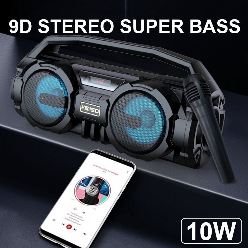 Loa Karaoke Bluetooth Xách Tay USB Kimiso KMS-S1/KMS-S3 Không Dây Với Microphone (KÈM MIC KARAOKE DÂY)