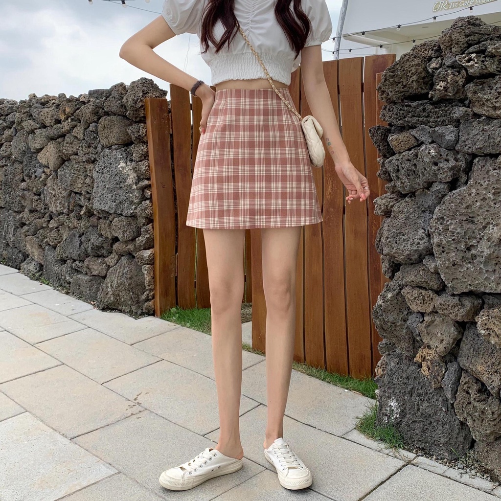 Chân Váy Chữ A Lưng Cao Họa Tiết Kẻ Sọc Thời Trang Hàn Quốc Size s-3XL sc3573