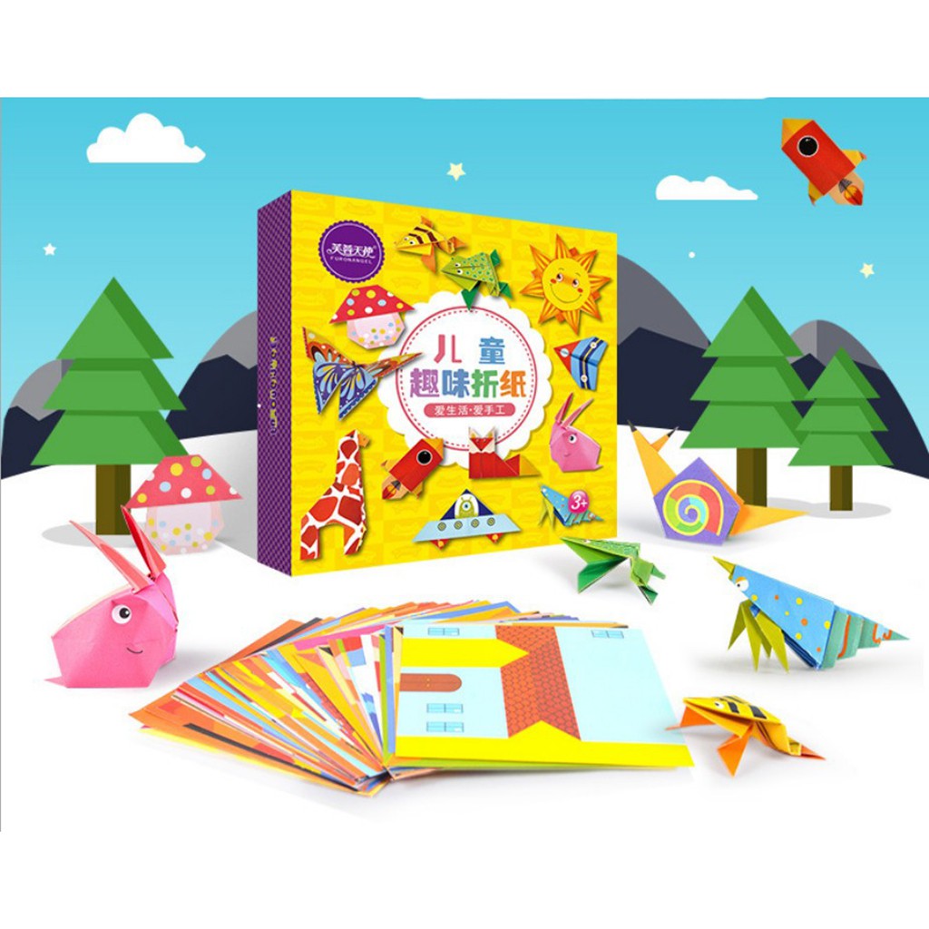 Bộ xếp giấy Origami 108 tờ 54 mẫu kèm sách hướng dẫn