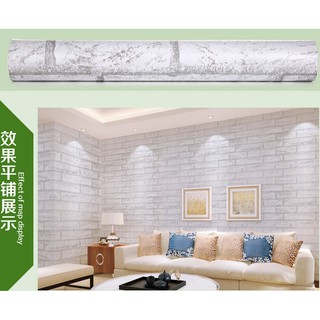 5m x 45cm Decal dán tường có sẵn keo - gạch trắng xám