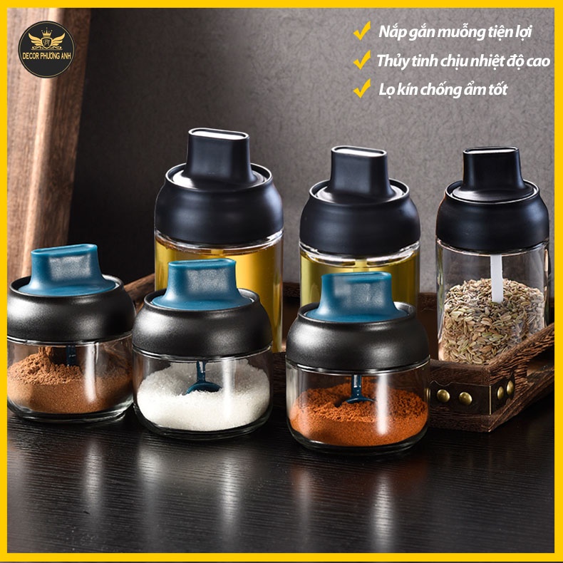 ❤FREESHIP❤️ Lọ Đựng Gia Vị, Hũ Đựng Gia Vị Kèm Muỗng Tiện Lợi