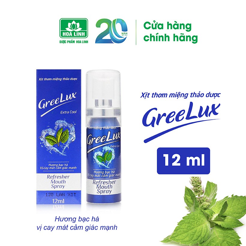 Xịt thơm miệng greelux Extra Cool Thảo Dược 12ml