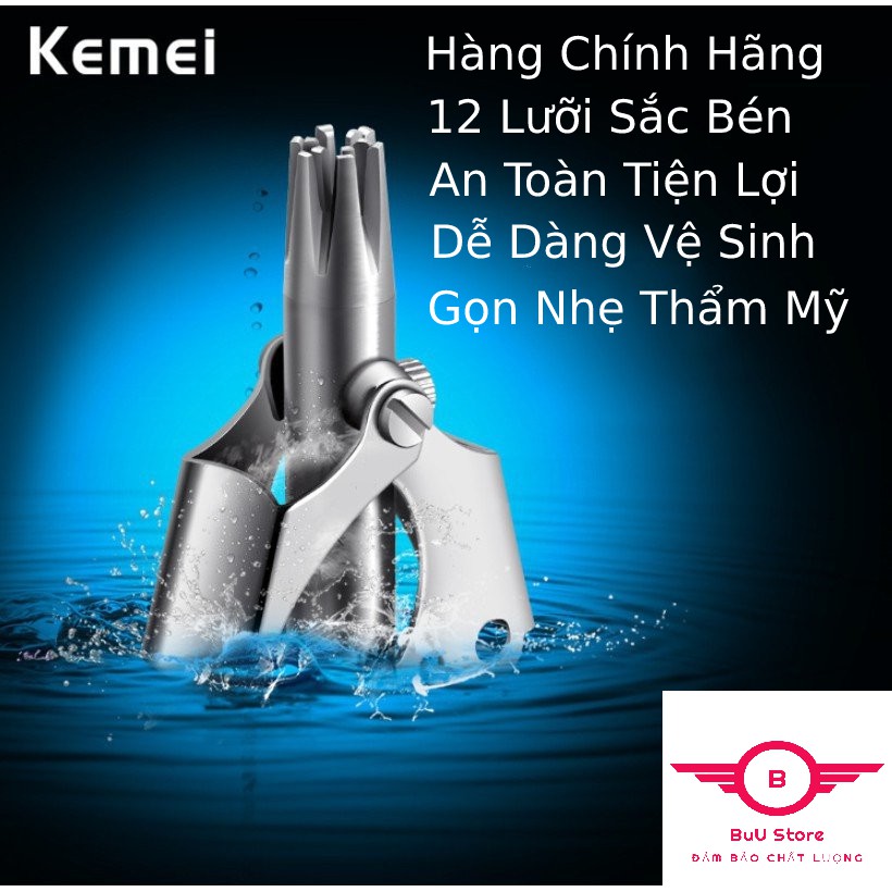 Dụng Cụ Cắt Tỉa Lông Mũi Kemei Bằng Thép Không Gỉ Cao Cấp, Máy Cắt Lông Mũi An Toàn Tiện Lợi