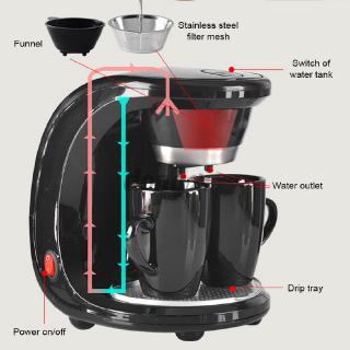 Máy Pha Cà Phê Tự Động 110v Kèm 2 Cốc Lọc 150ml