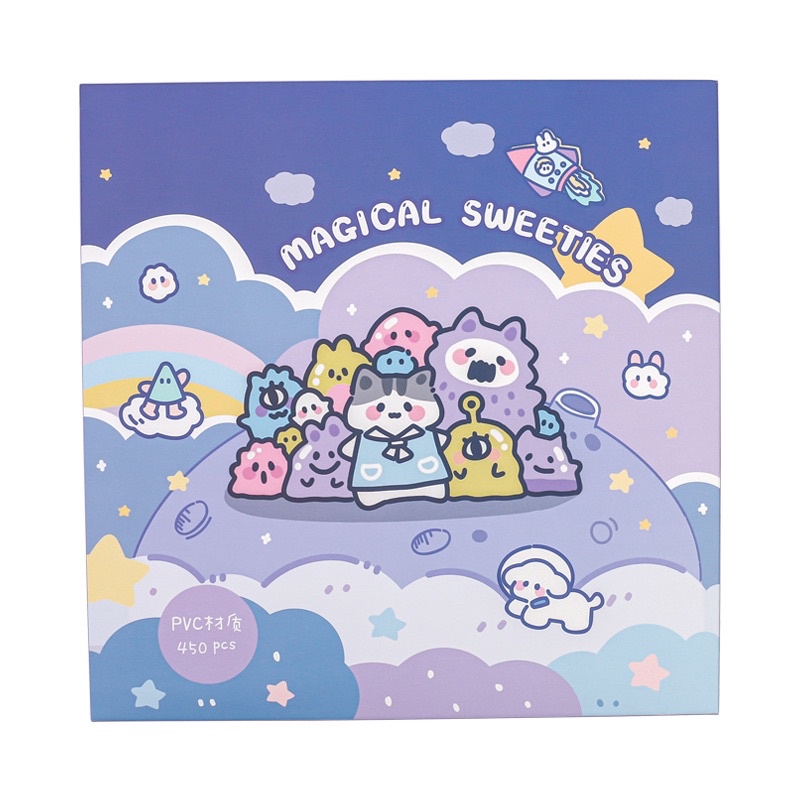 🌸Set 450 tấm sticker nhãn dán trang trí bìa sách sổ lưu niệm magical sweeties dễ thương🌸