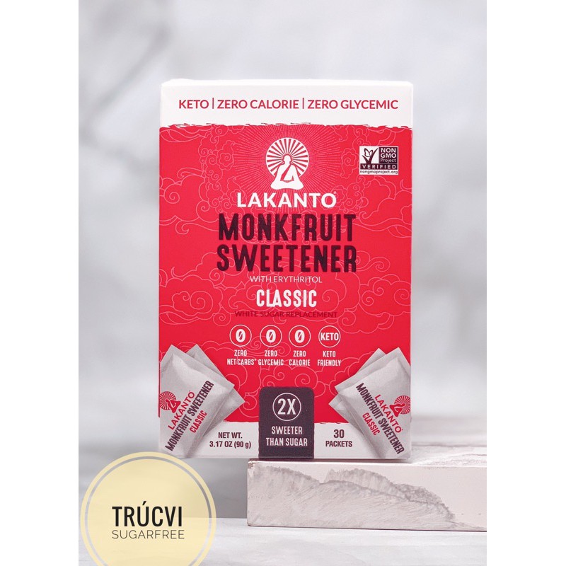 Đường ăn kiêng La Hán quả Lakanto monkfruit gói mini 90 gram ( keto, eat clean, tiểu đường, low carb)
