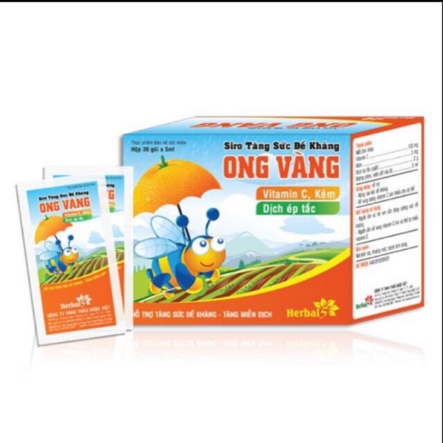 Siro Tăng Sức Đề Kháng Ong Vàng hỗ trợ Nâng cao sức đề kháng, Bổ sung lượng vitamin C còn thiếu cho cơ thể.