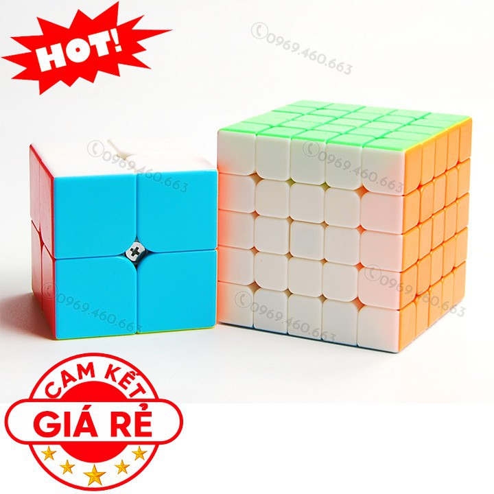 Combo Rubik 2x2x2 5x5x5 Đẹp Trơn Không Kẹt Rít Độ Bền Cao Rubik Stickerless