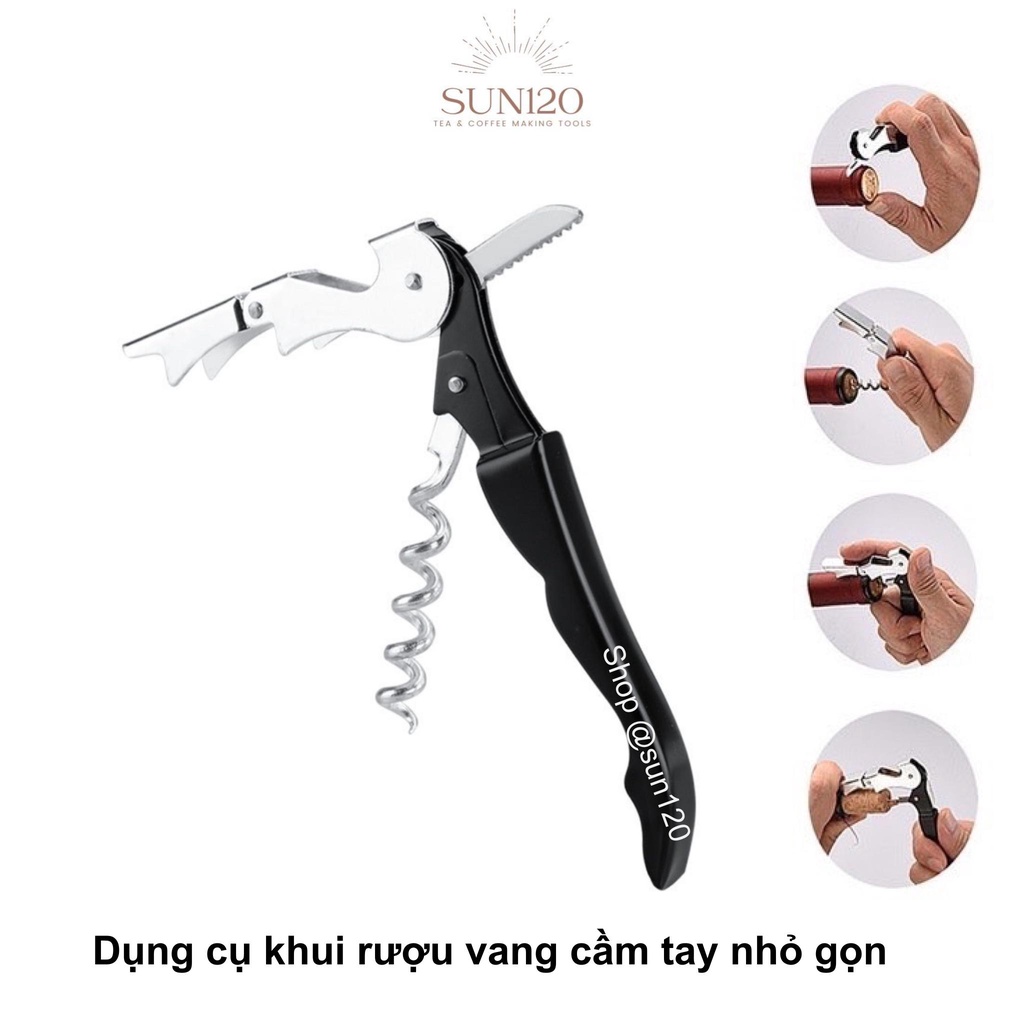 Dụng cụ khui rượu vang 3 in 1 dụng cụ mở nắp chai rượu bia đa năng